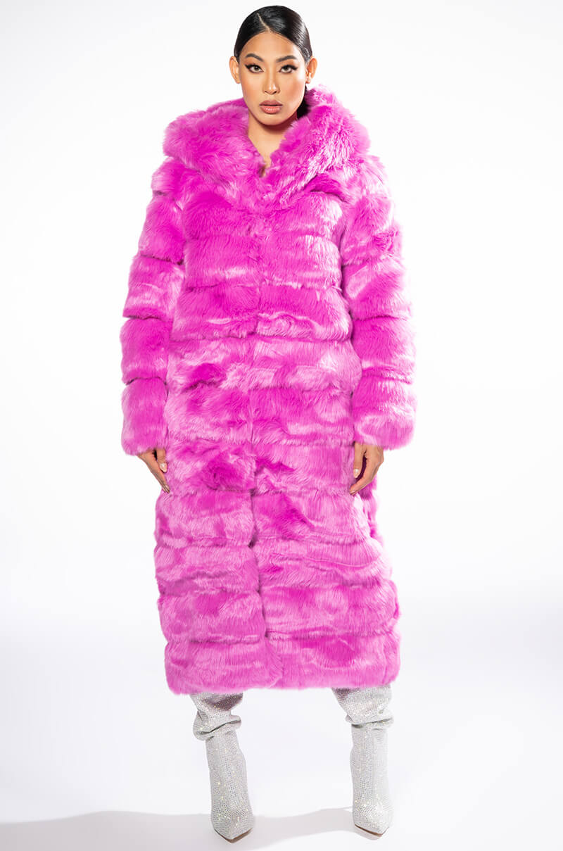 AZALEA WANG FAUX FUR PANEL HOODED TRENCH