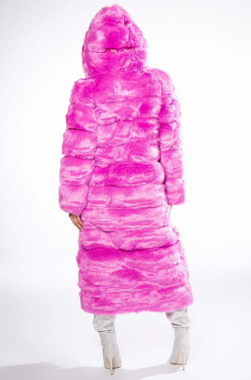 AZALEA WANG FAUX FUR PANEL HOODED TRENCH
