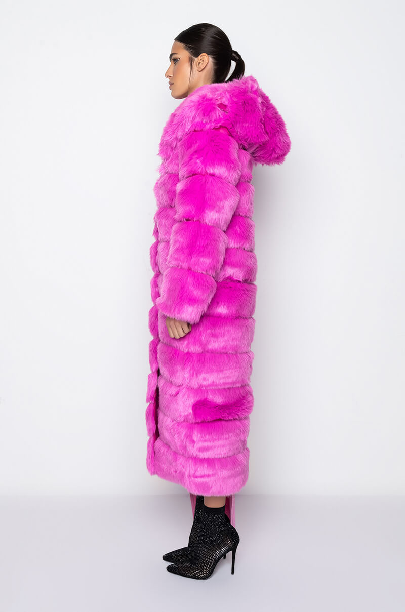 AZALEA WANG FAUX FUR PANEL HOODED TRENCH