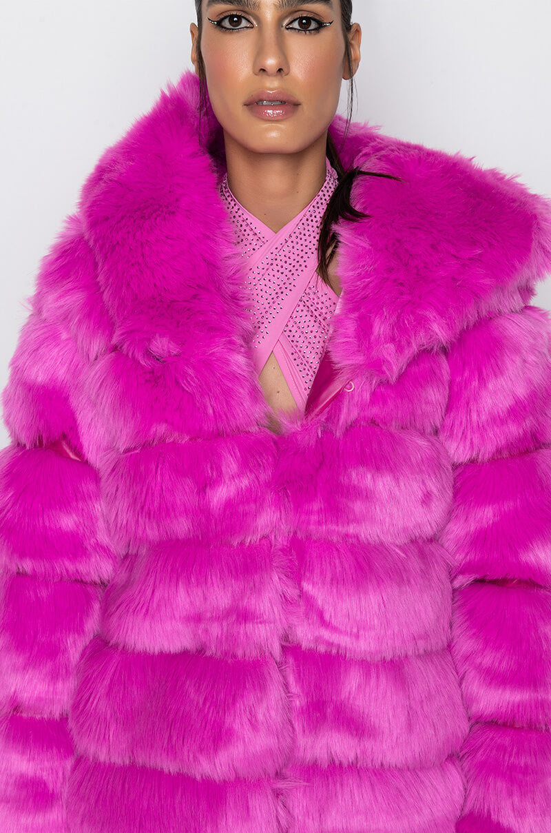 AZALEA WANG FAUX FUR PANEL HOODED TRENCH