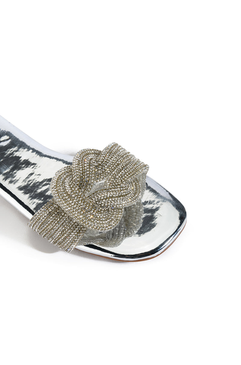 AZALEA WANG ALTHEA EMBELLISHED FLAT IN SILVER