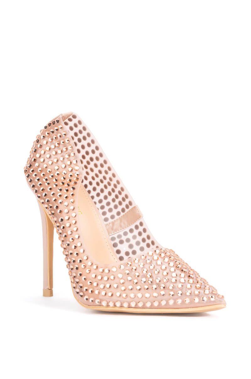 AZALEA WANG ADDY EMBELLISHED PVC PUMP IN NUDE