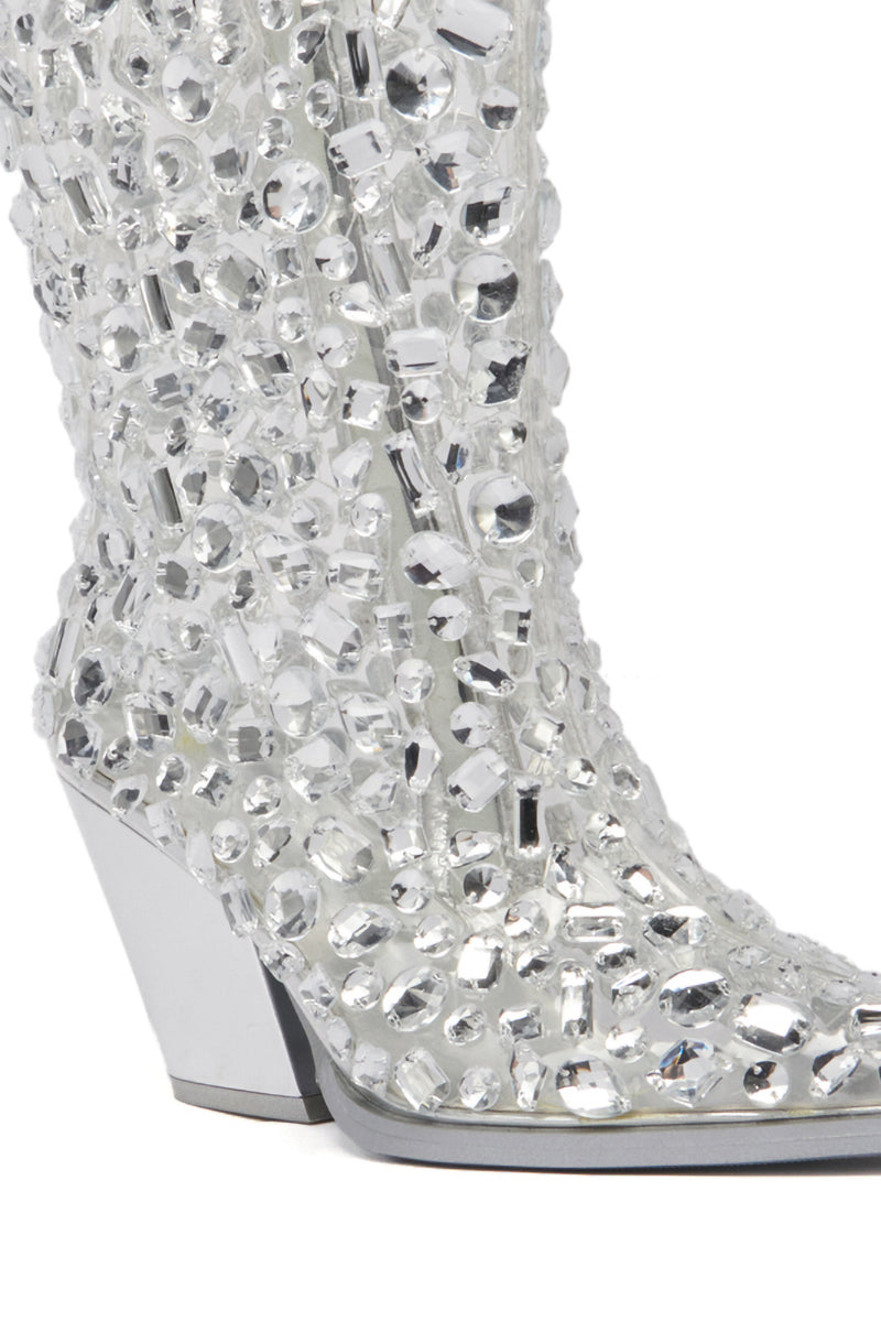 AZALEA WANG GEMMY PVC EMBELLISHED WESTERN BOOTIE