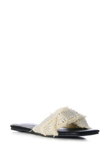 AZALEA WANG HAWKINS CROSS FRONT FLAT RHINESTONE SANDAL