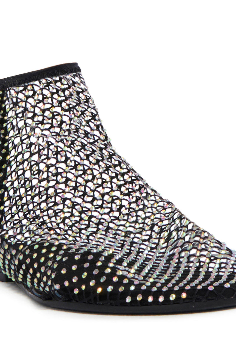 AZALEA WANG HELOISE MESH RHINESTONE FLAT IN BLACK