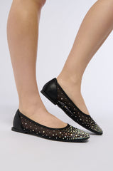 AZALEA WANG HENLEE BLACK RHINESTONE FLAT