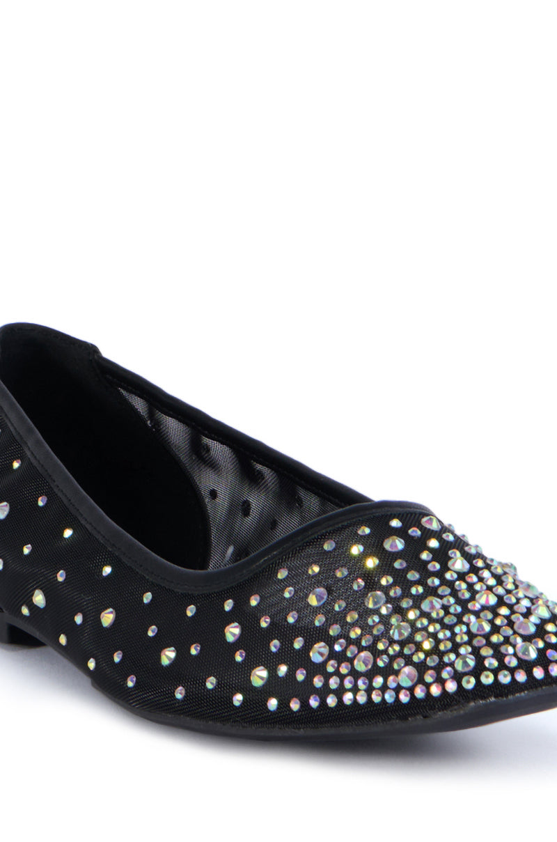 AZALEA WANG HENLEE BLACK RHINESTONE FLAT