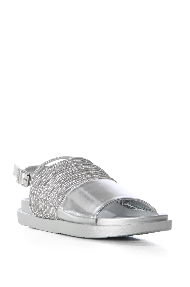 AZALEA WANG HILAIRE SILVER DIAMOND ROPE EMBELLISHED SANDAL