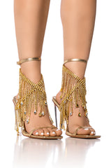 AZALEA WANG CHARMAINE GOLD DIAMOND DRAPE SANDAL
