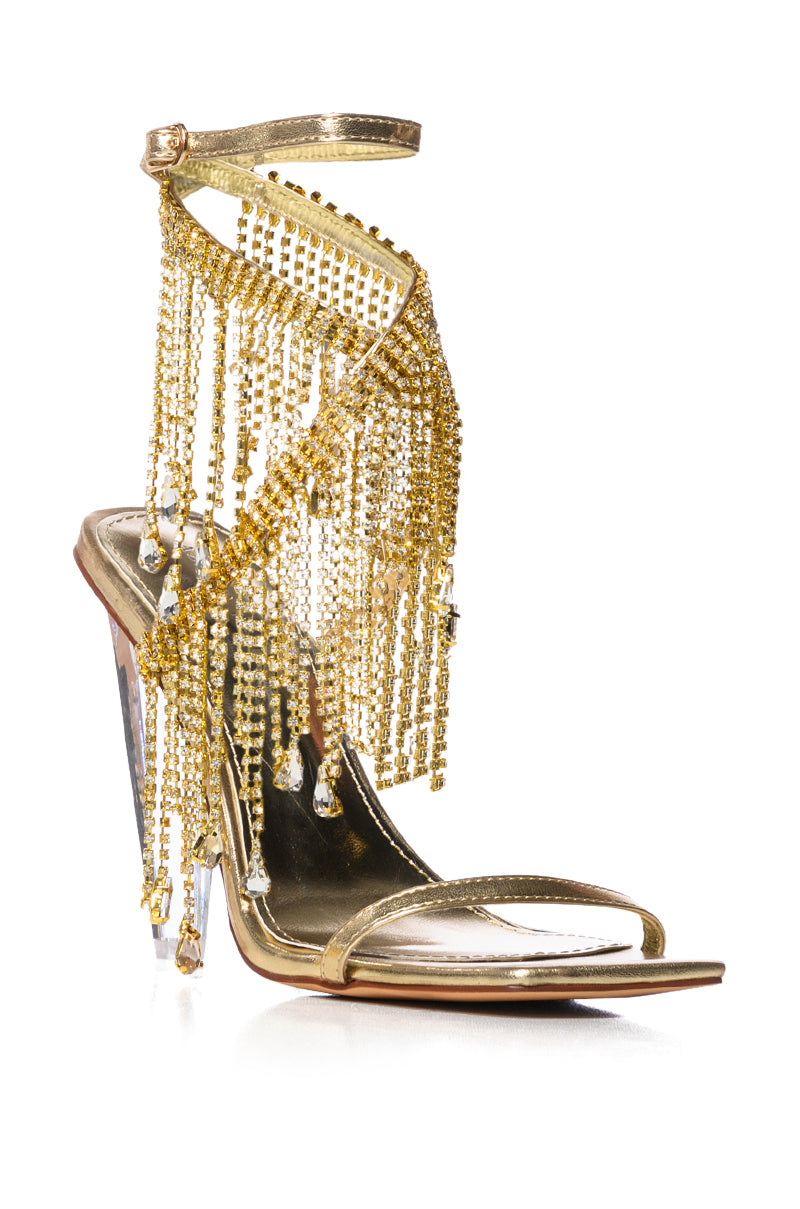 AZALEA WANG CHARMAINE GOLD DIAMOND DRAPE SANDAL