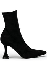 AZALEA WANG ALLISON CHUNKY BOOTIE IN BLACK STRETCH SUEDE