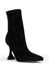 AZALEA WANG ALLISON CHUNKY BOOTIE IN BLACK STRETCH SUEDE