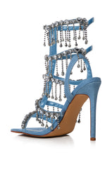 AZALEA WANG JORDYN DENIM DRIPPING DIAMONDS SANDAL
