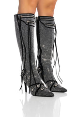 AZALEA WANG MAEVE STILETTO BOOT IN SILVER
