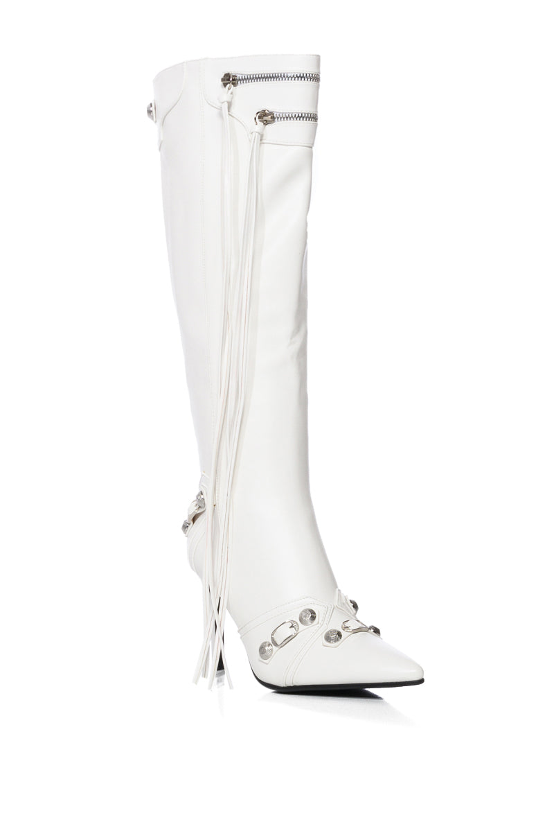AZALEA WANG JUST FOR YOU STILETTO BOOT IN WHITE