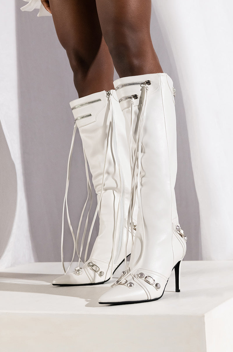 AZALEA WANG JUST FOR YOU STILETTO BOOT IN WHITE
