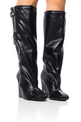 AZALEA WANG SENNA BLACK CHUNKY HEEL INDUSTRIAL LOOK BOOT