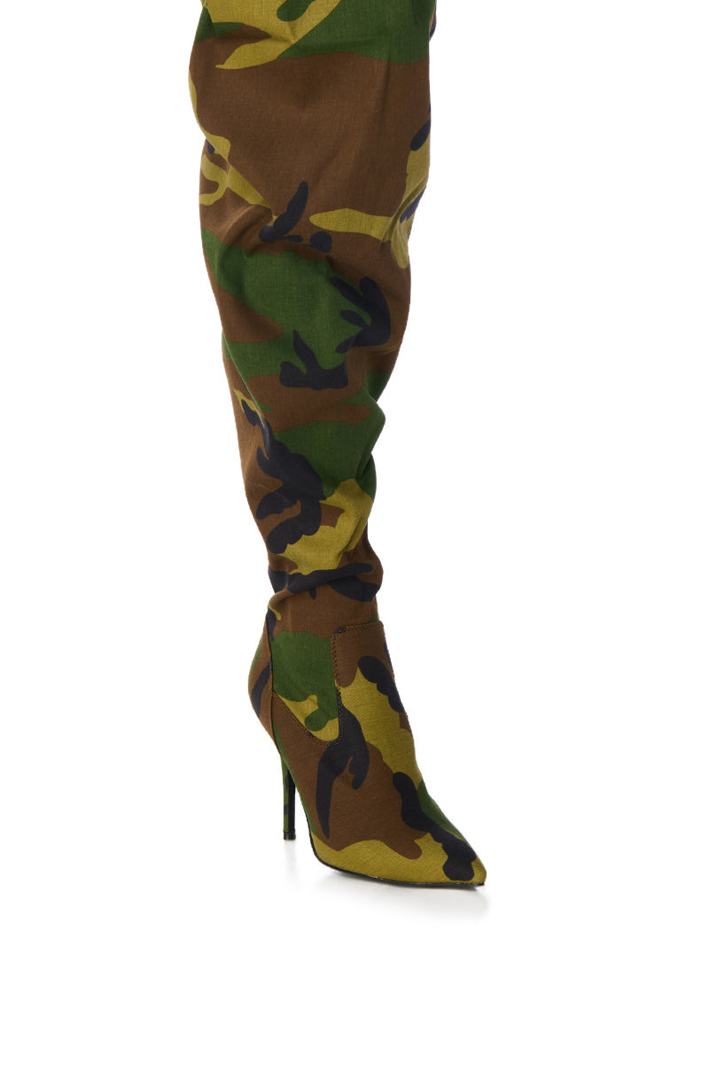 AZALEA WANG MANTIS BAGGY THIGH HIGH BOOT IN CAMO