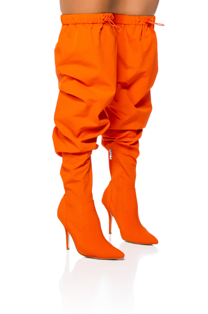 AZALEA WANG MANTIS BAGGY THIGH HIGH BOOT IN ORANGE