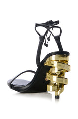 AZALEA WANG MATALIA SPIRAL HEEL BLACK SANDAL