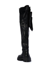 AZALEA WANG MIKKO THIGH HIGH UTILITY BLACK FLATFORM BOOT