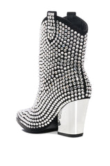 AZALEA WANG ACTIONLITE RHINESTONE EMBELLISHED BOOTIE IN BLACK