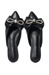AZALEA WANG MORRIGAN BLACK EMBELLISHED BOW DETAIL FLAT