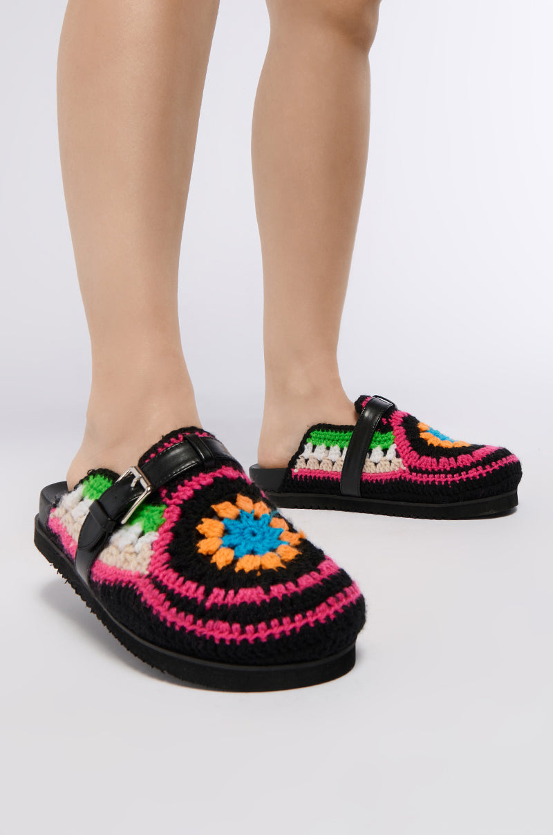 AZALEA WANG MURPHY CROCHET LOAFER IN BLACK MULTI