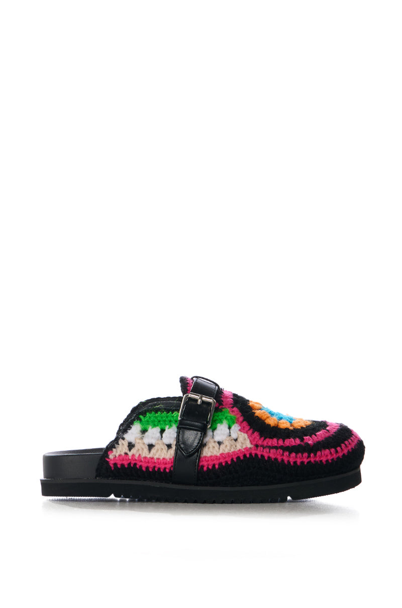 AZALEA WANG MURPHY CROCHET LOAFER IN BLACK MULTI