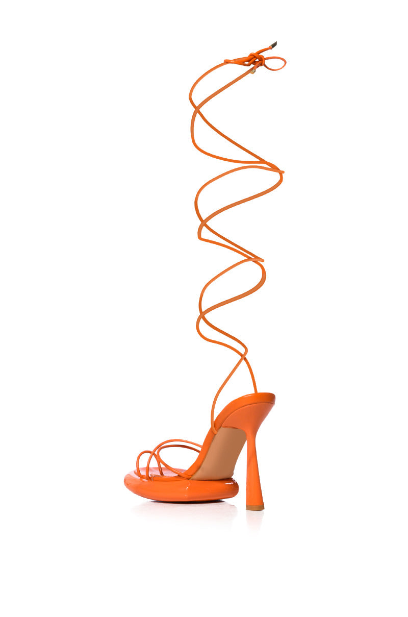AZALEA WANG ACCURATE PATENT SANDAL IN ORANGE