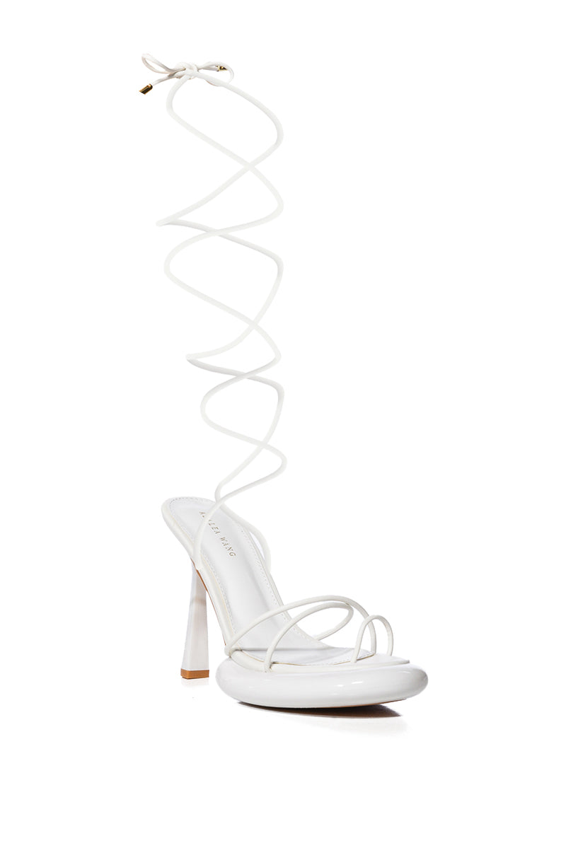 AZALEA WANG ACCURATE PATENT SANDAL IN WHITE
