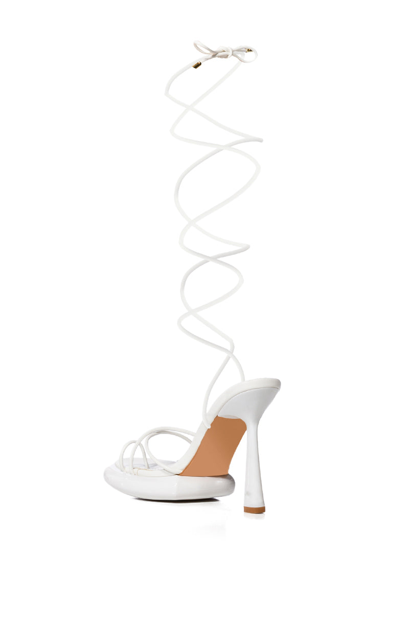 AZALEA WANG ACCURATE PATENT SANDAL IN WHITE