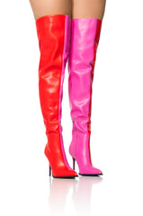 AZALEA WANG NEAPOLITAN RED AND PINK TWO TONED BOOT