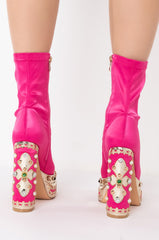 AZALEA WANG NOTICE ME CHUNKY BOOTIE IN FUCHSIA