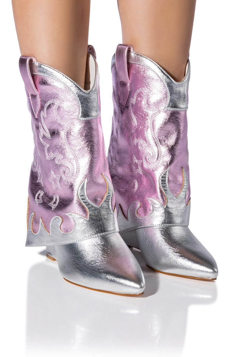 AZALEA WANG BRIA FOLD OVER BOOT IN METALLIC