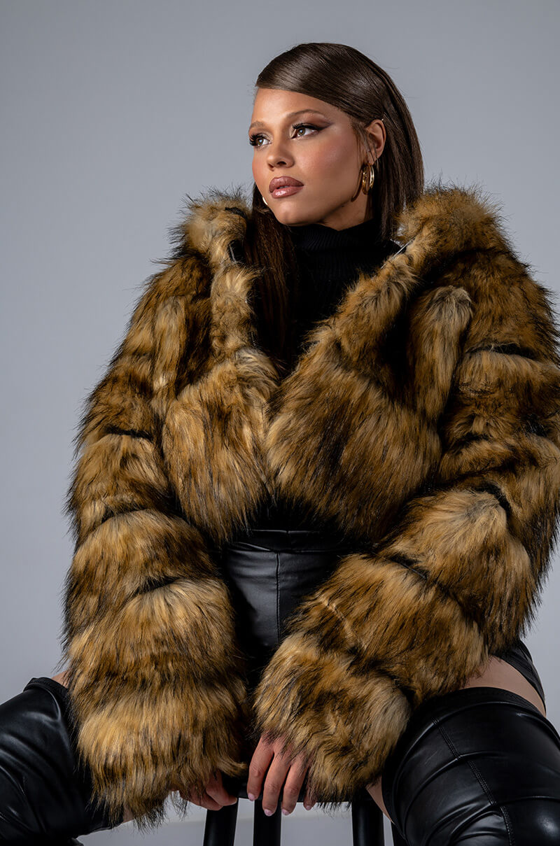 PLUS GRACELLE FAUX FUR CROPPED JACKET