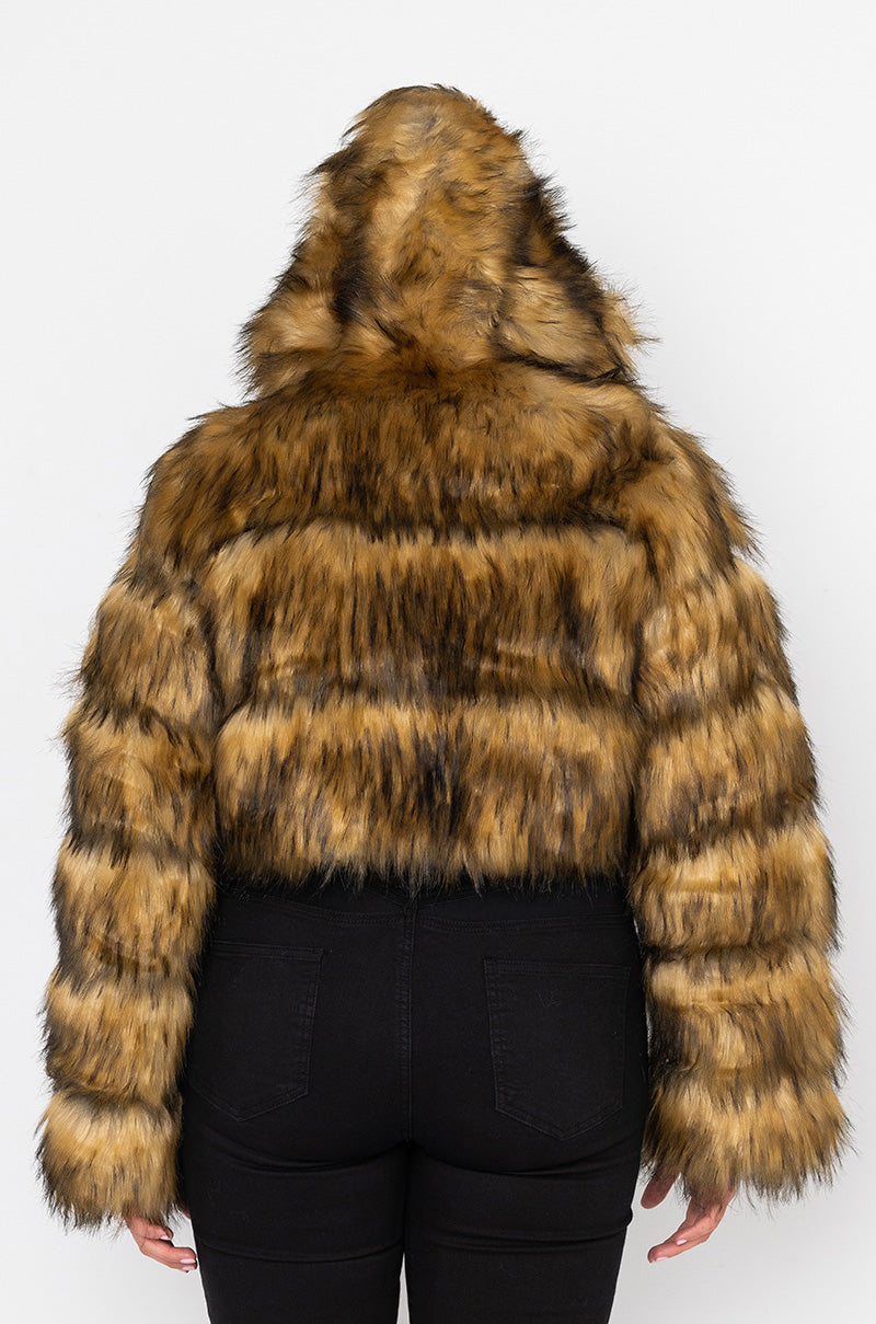 PLUS GRACELLE FAUX FUR CROPPED JACKET