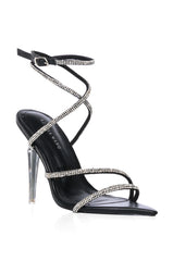 AZALEA WANG PASHA BLACK SANDAL WITH SILVER HEEL