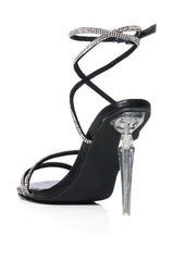 AZALEA WANG PASHA BLACK SANDAL WITH SILVER HEEL