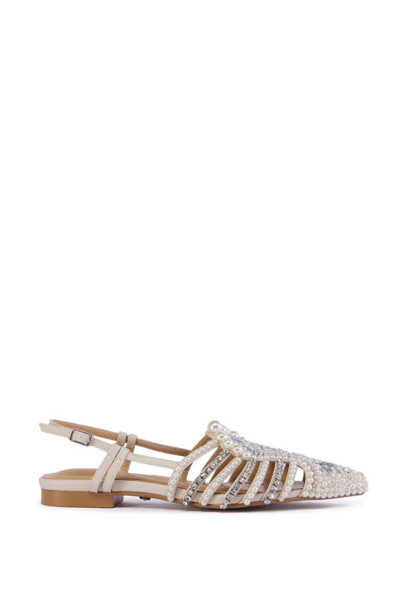 AZALEA WANG PRECIOUSNESS BONE PEARL EMBELLISHED CAGED SANDAL