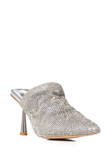 AZALEA WANG RAIN RHINESTONE EMBELLISHED MULE IN SILVER