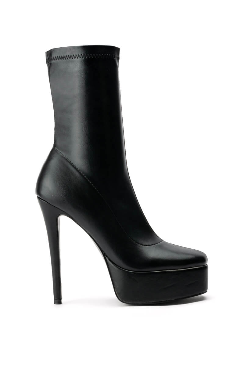 AZALEA WANG CECILIA STILETTO BOOTIE IN BLACK STRETCH