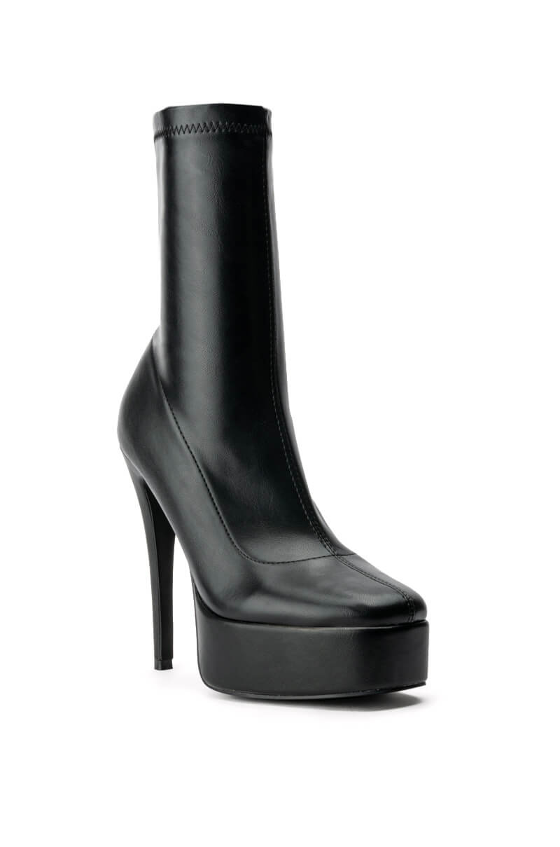 AZALEA WANG CECILIA STILETTO BOOTIE IN BLACK STRETCH