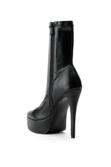 AZALEA WANG CECILIA STILETTO BOOTIE IN BLACK STRETCH