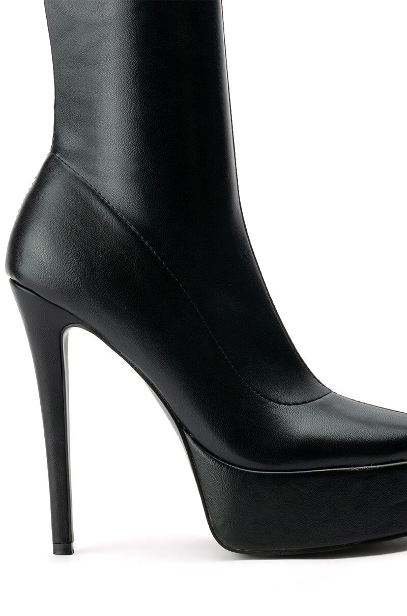 AZALEA WANG CECILIA STILETTO BOOTIE IN BLACK STRETCH