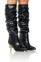 AZALEA WANG ROSIER BLACK NOVELTY HEEL RUCHED BOOT