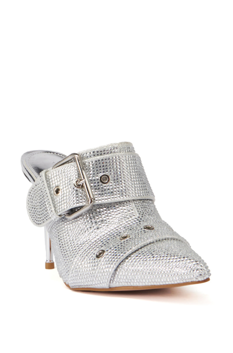 AZALEA WANG SAYGE SILVER RHINESTONE PUMP