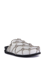 AZALEA WANG SHYLAH WHITE DIAMOND ROPE NETTED FLAT