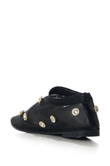 AZALEA WANG SIEGFRIED GEM EMBELLISHED MESH FLAT IN BLACK