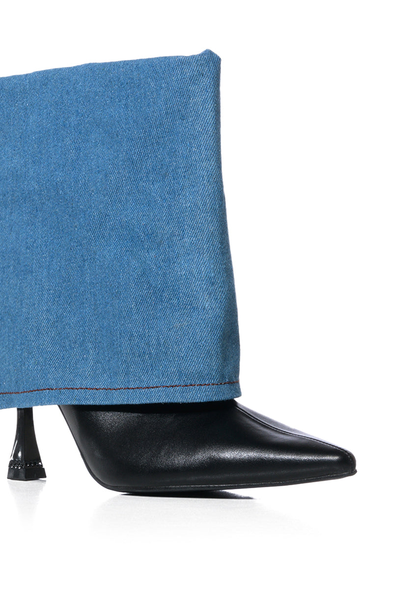 AZALEA WANG SOLO FOLD OVER DENIM BOOTIE IN BLUE